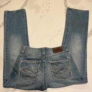 Rock 47 by Wrangler Boot Cut Jeans Size 31×34 Light Stonewash Looks Great!